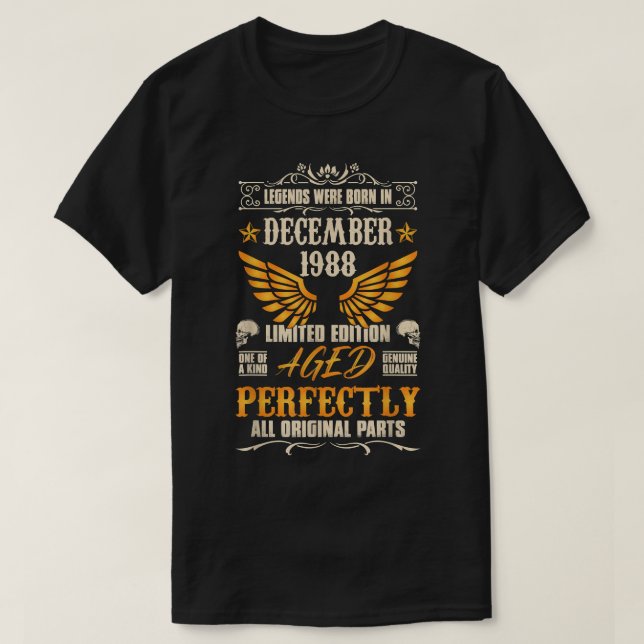 Legends Were Born in December 1988 - Rock Biker 34 T-Shirt (Design Front)