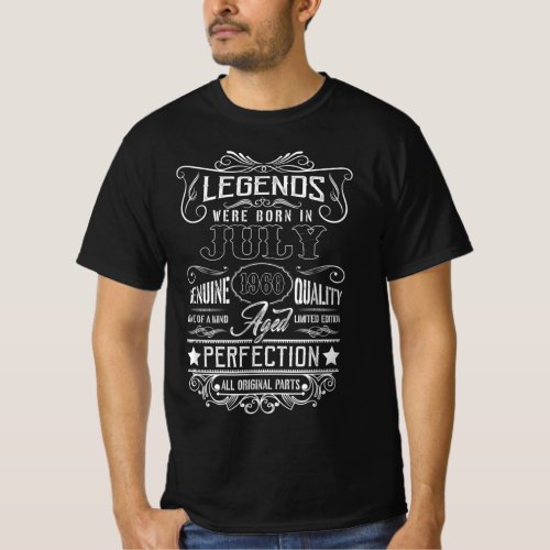 Legends Were Born In July 1960 All Original Parts T_Shirt