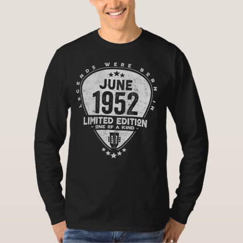Legends Were Born In June 1952  Guitar T_Shirt