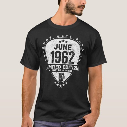 Legends Were Born In June 1962  Guitar T_Shirt