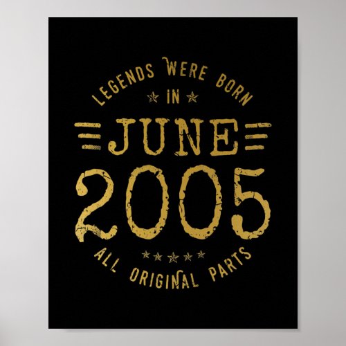 Legends Were Born In June 2005 Vintage 17th Poster