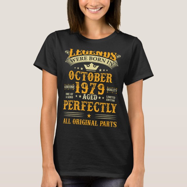 Legends Were Born In October 1979 43 Years Old 43r T-Shirt (Front)