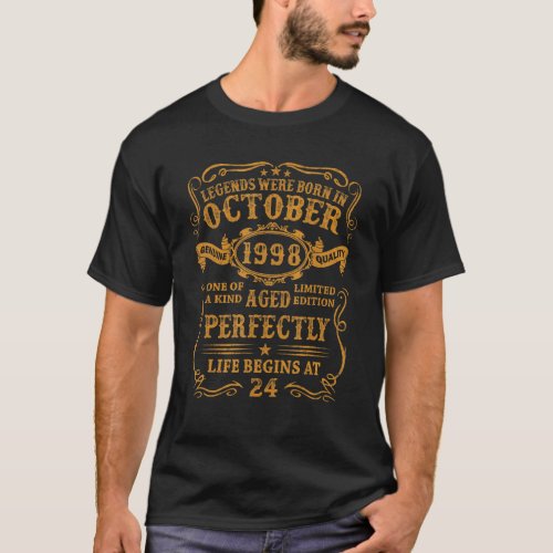 Legends Were Born In October 1998 24 Year Old  For T_Shirt