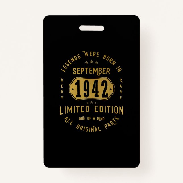 Legends Were Born In September 1942 79th Birthday Badge (Front)