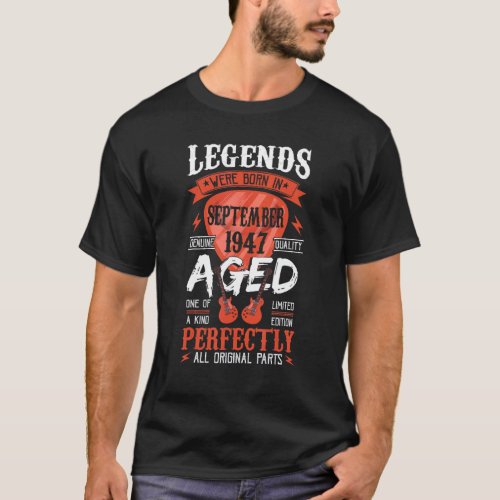 Legends Were Born In September 1947  Guitar Pick G T_Shirt