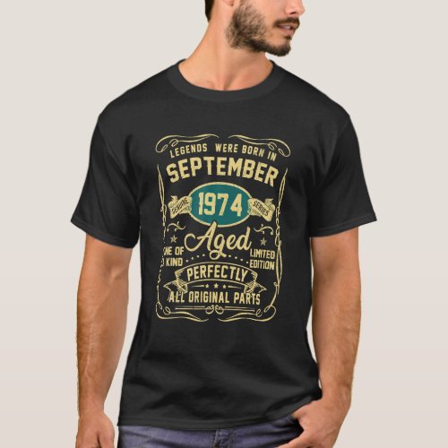 Legends Were Born In September 1974 49th Bday 49 T_Shirt