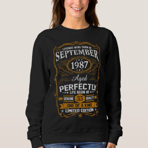 Legends Were Born In September 1987 35th Birthday Sweatshirt