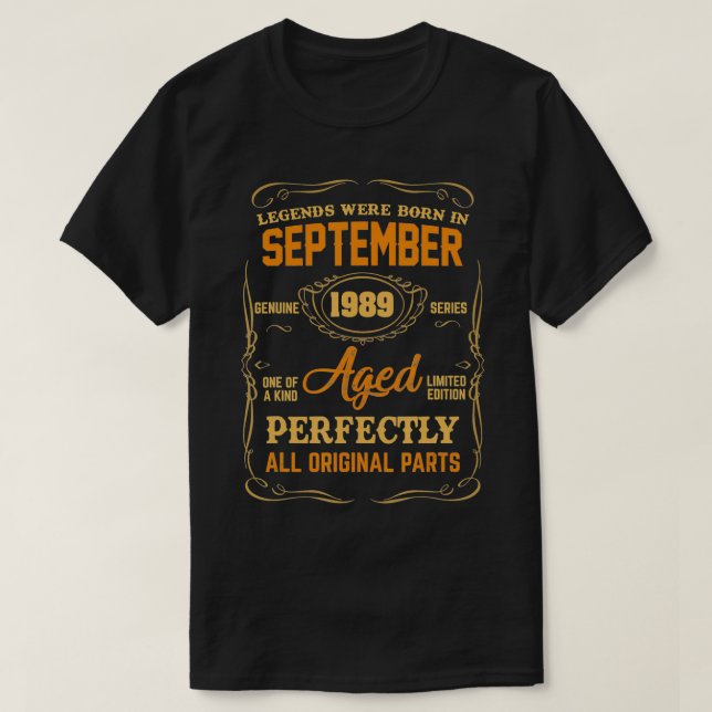 Legends Were Born In September 1989 32nd Birthday  T-Shirt (Design Front)