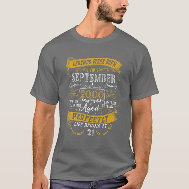 Legends Were Born In September 2000 21St Birthday T-Shirt (Front)