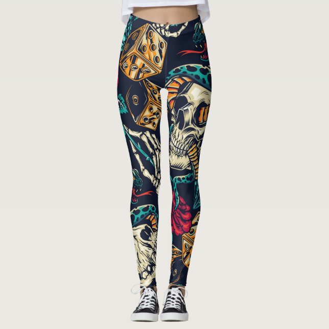 Legging Vintage Skull Tattoo (Front)