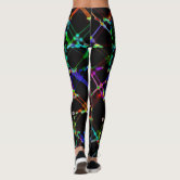 Cool Trendy Multi Colored Vivid with Black Ladies Leggings