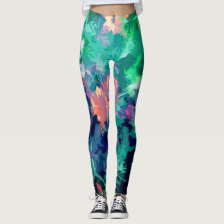 Leggings Abstract Garden Flower Design