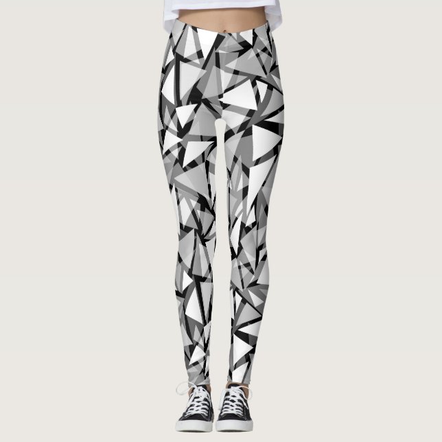 Leggings Abstract, Geometric Black and gray (Front)