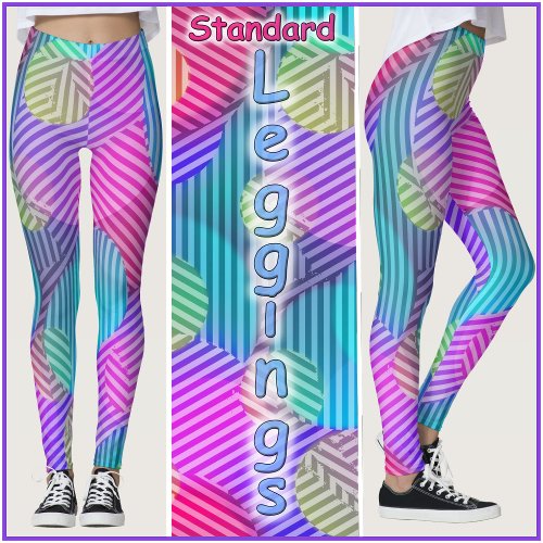 LEGGINGS _ Abstract PinkBlueYellowLilac