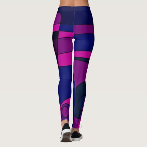 Leggings Abstract Surfing Deep Pink Blue