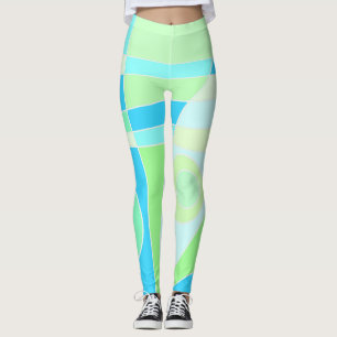 Leggings Abstract Surfing Pastel Blue Green