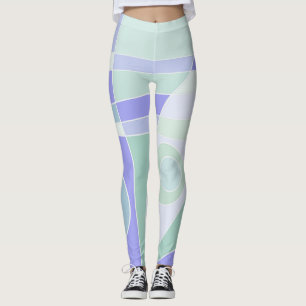 Leggings Abstract Surfing Pastel Purple Green