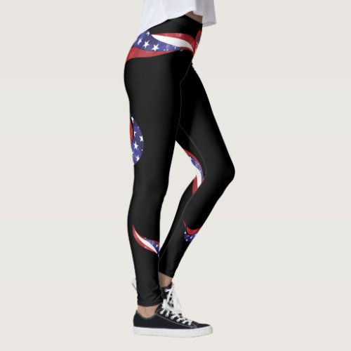 Leggings American Flag Twisted Pattern with Heart