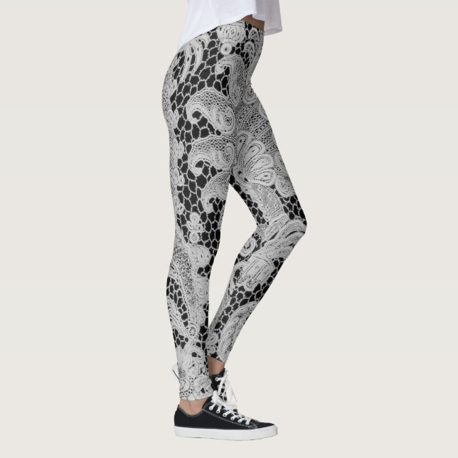 Leggings ANTIQUE LACE PATTERN BLACK AND GRAY (Right)