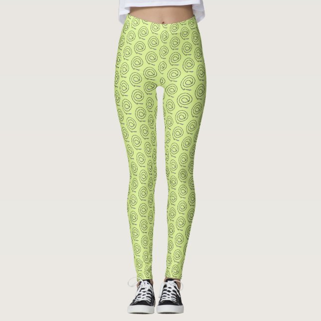 Leggings - Beaded Spirals on Light Green (Front)