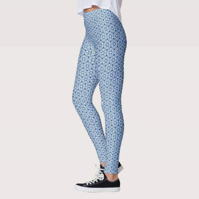 Leggings - Blue Hexagon Pattern (Left)
