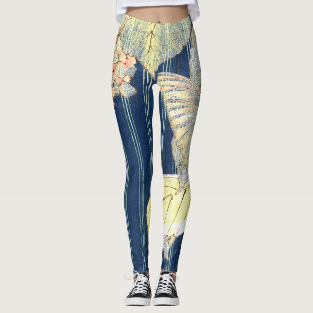 Leggings BUTTERFLIES, JAPANESE STRIPES (Front)