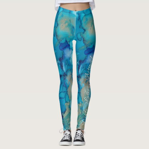 Leggings Chanukah Blue Golds Design