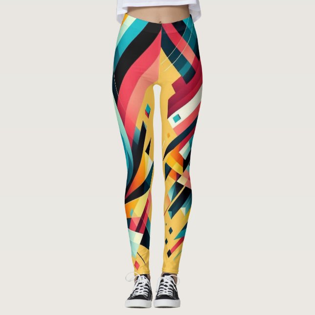 Leggings - Colorful Geometric Design (Front)