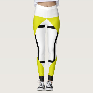 Leggings Composition I Lozenges 4 lines Yellow Bl