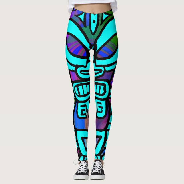 Leggings Crazy Tikis Tropical Beach Yoga Pants (Front)