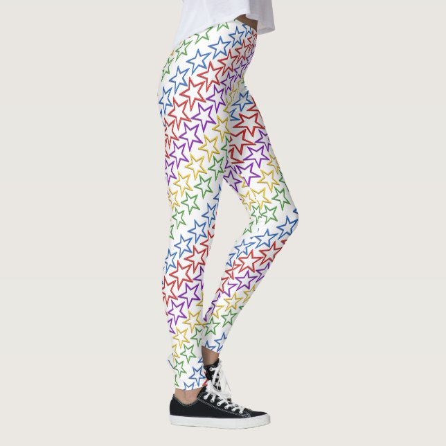 Leggings - Diagonal Bands of Colored Stars (Right)