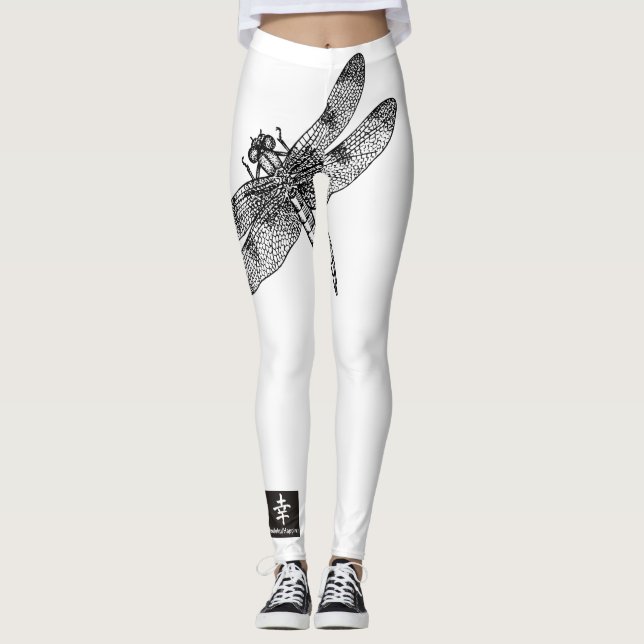 Leggings DRAGONFLY KANJI FOR HAPPINESS (Front)