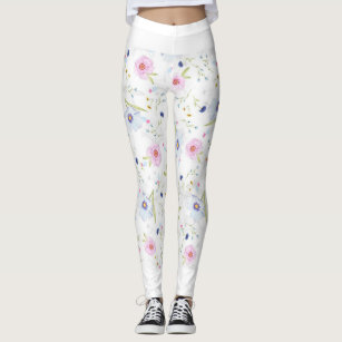 Women's Black And White Flowers Leggings