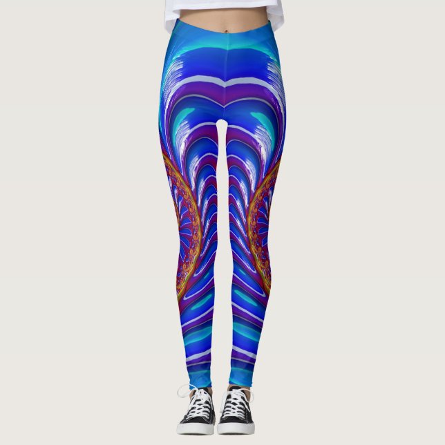 Leggings ~glossy blue purple yellow ~ Original (Front)