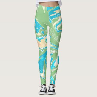 Leggings Green Waves Full