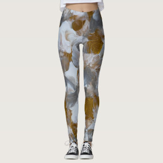 Leggings-Handmade artwork-silver and gold  Leggings