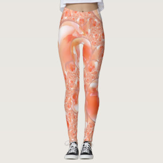 Leggings in a peach and cream floral design
