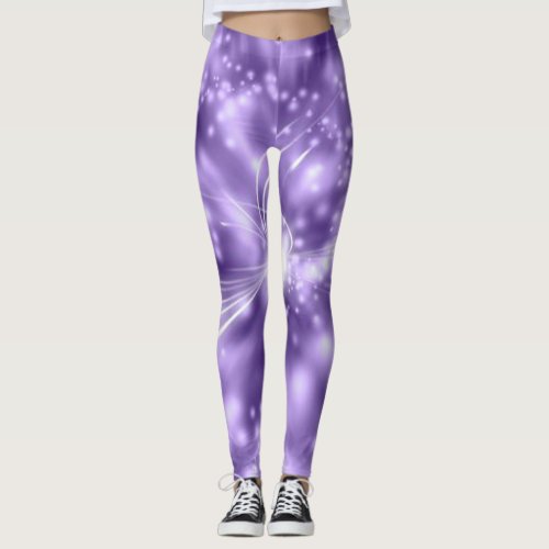 Leggings in purplewhite with spandexpolyester