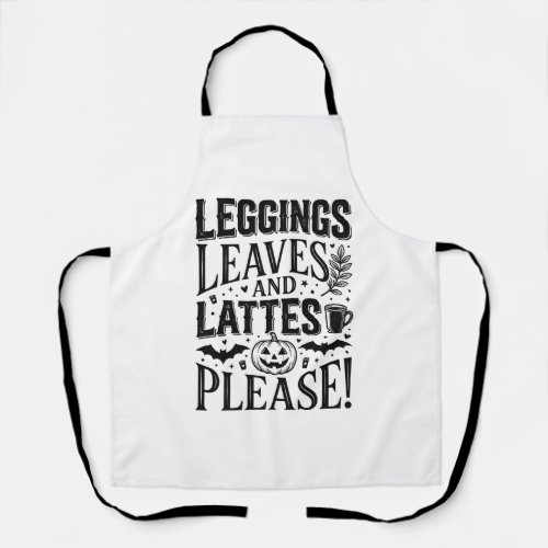 Leggings Leaves Lattes Halloween Fall Coffee Desig Apron