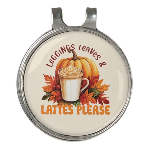 Leggings Leaves  Lattes Please Golf Hat Clip