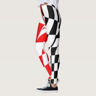 Leggings - Modified Red/Black Checkered Flag