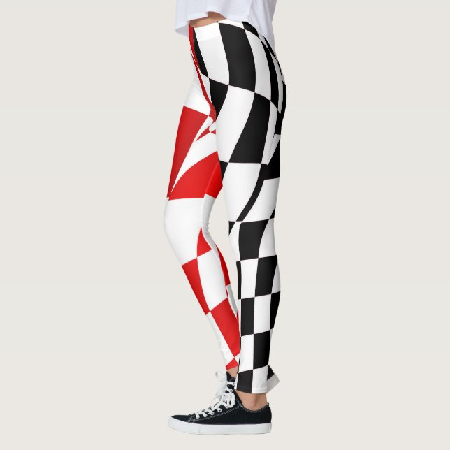 Leggings - Modified Red/Black Checkered Flag (Left)