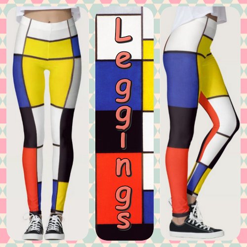LEGGINGS _ Mondrian Abstract of Primary Colors