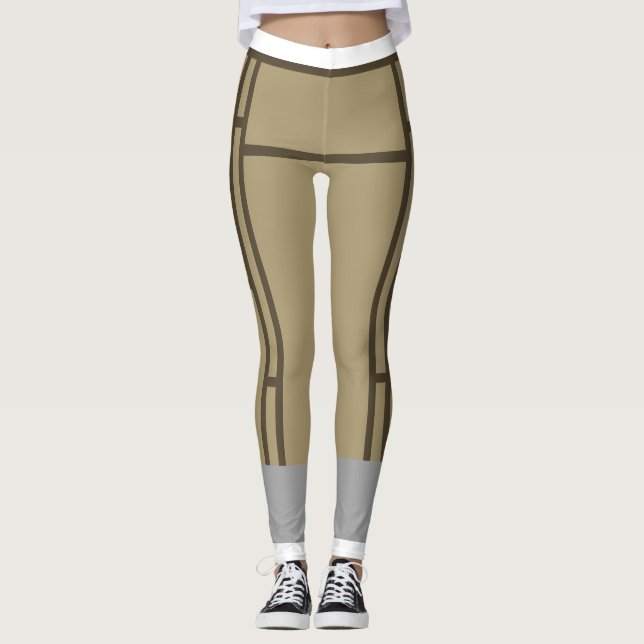 Leggings Mondrian Inspired Beige Brown 1 (Front)