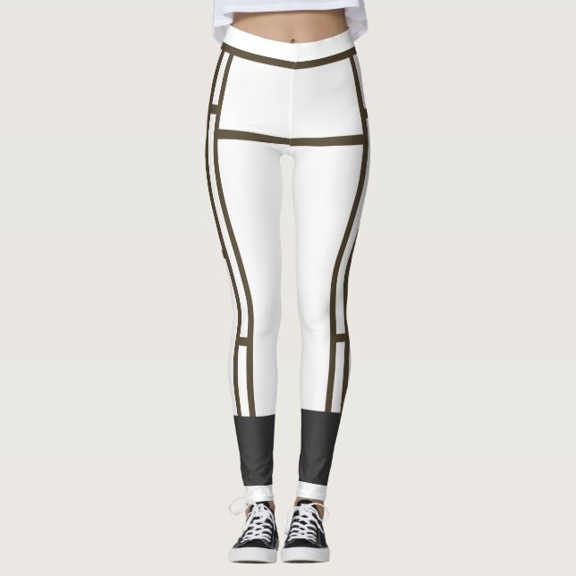 Leggings Mondrian White Brown 2 (Front)