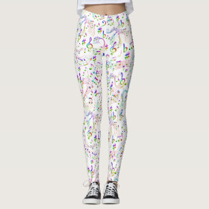 Leggings Music Musical Notes Colorful