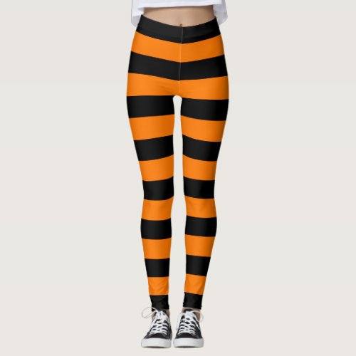 Leggings Orange Black Stripes