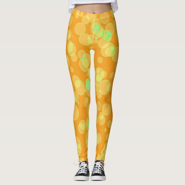Leggings Orange with Bubbles (Front)