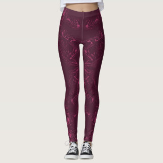 Leggings - Pink and Burgundy swirled pattern