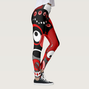 Leggings - Red Geometric